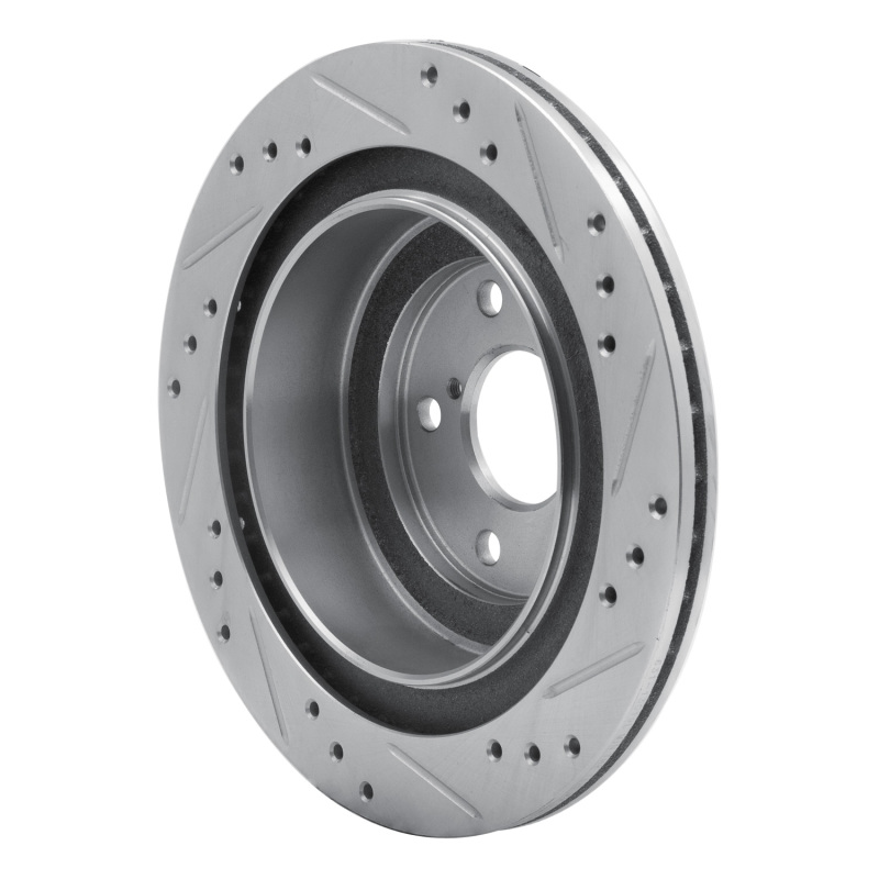 Subaru Impreza Brake Rotor (1) - Rear Left - R1 Concepts - Drilled & Slotted - Silver - `05-`09